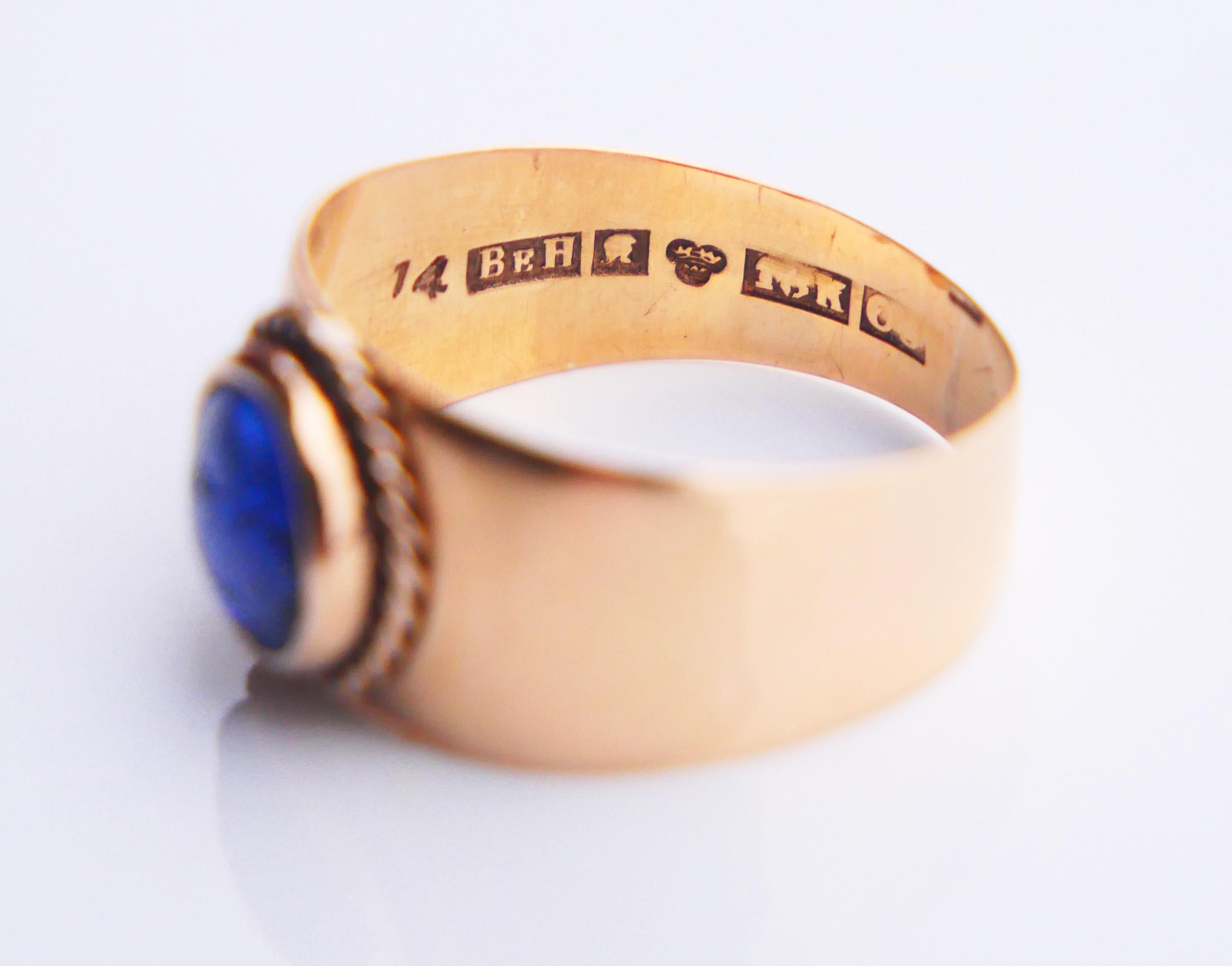 1933 Ring natural 1.75ct Sapphire solid 18K Gold ØUS5.5 / 2.3gr For Sale 9