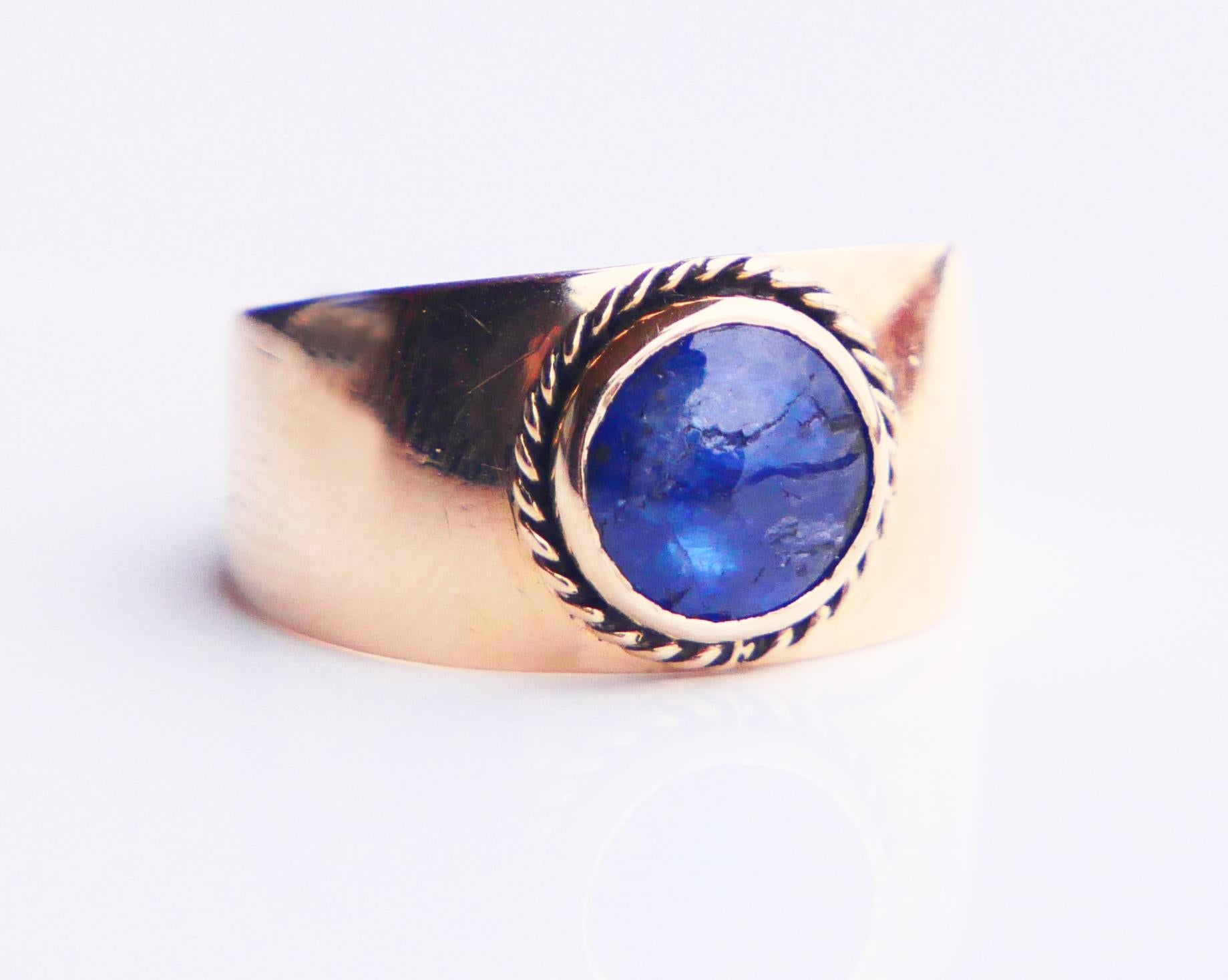 Art Deco 1933 Ring natural 1.75ct Sapphire solid 18K Gold ØUS5.5 / 2.3gr For Sale