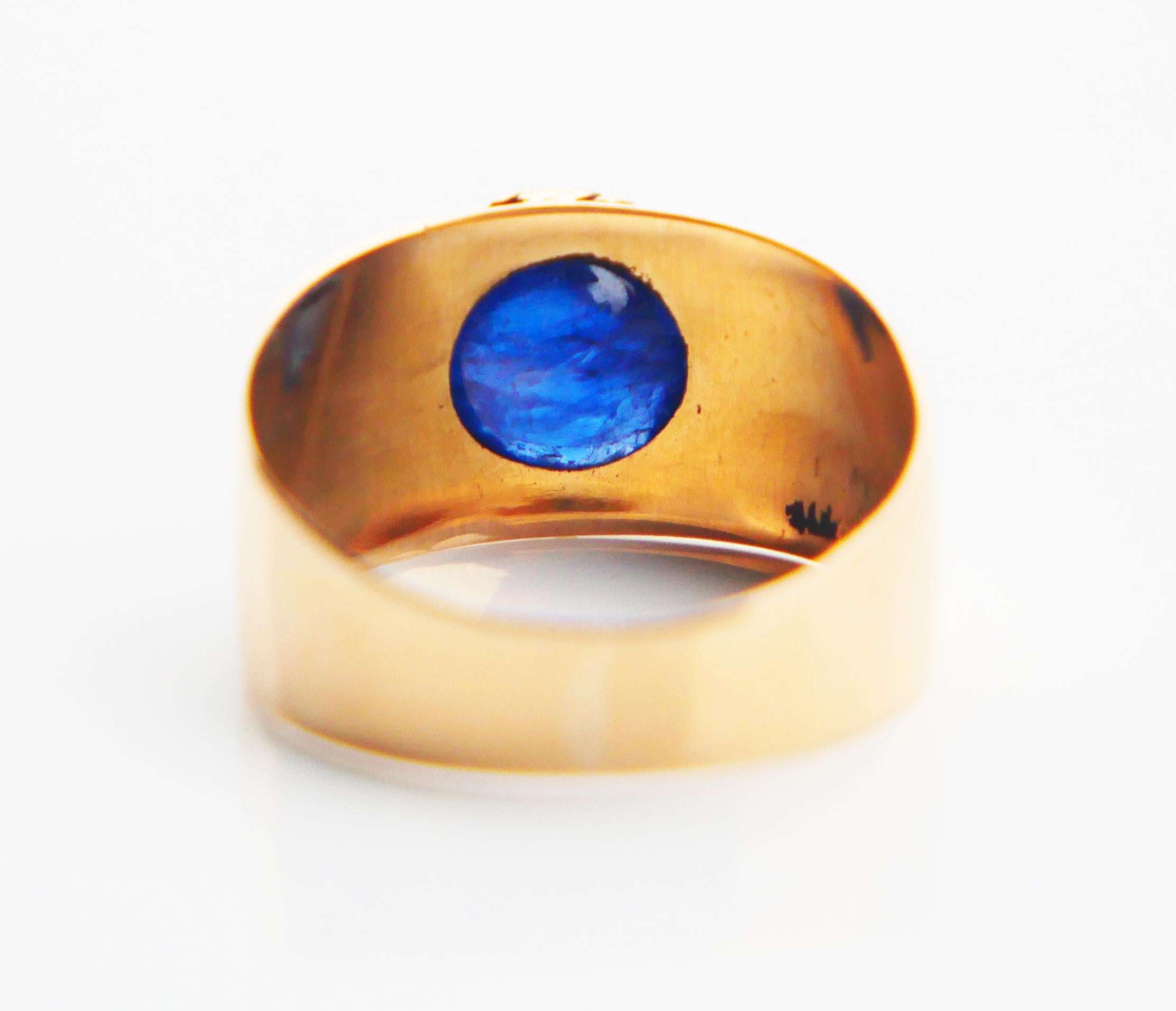 Cabochon 1933 Ring natural 1.75ct Sapphire solid 18K Gold ØUS5.5 / 2.3gr For Sale