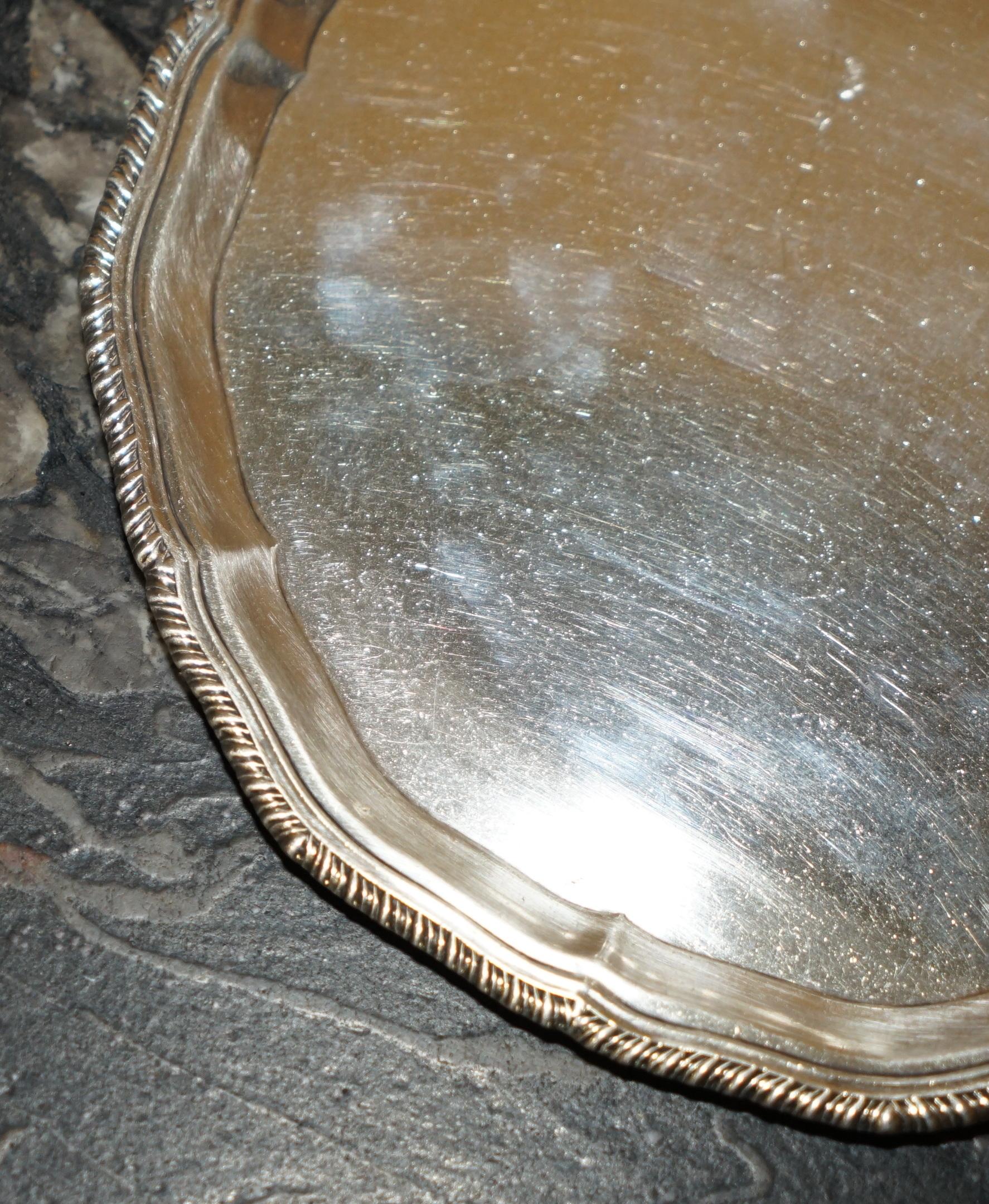 Art Déco 1933 STEVENSON & Law Sheffield MADE SOLID STERLING SILVER TRAY 360 GRAMMI in vendita