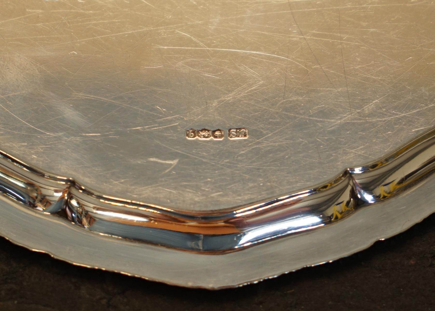 1933 STEVENSON & Law Sheffield MADE SOLID STERLING SILVER TRAY 360 GRAMMI in vendita 1