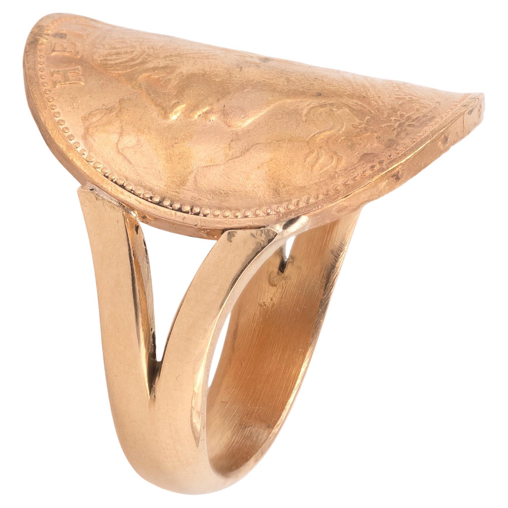 Bague suisse 20 Franc Helvetia en or 1935 Excellent état - En vente à Firenze, IT