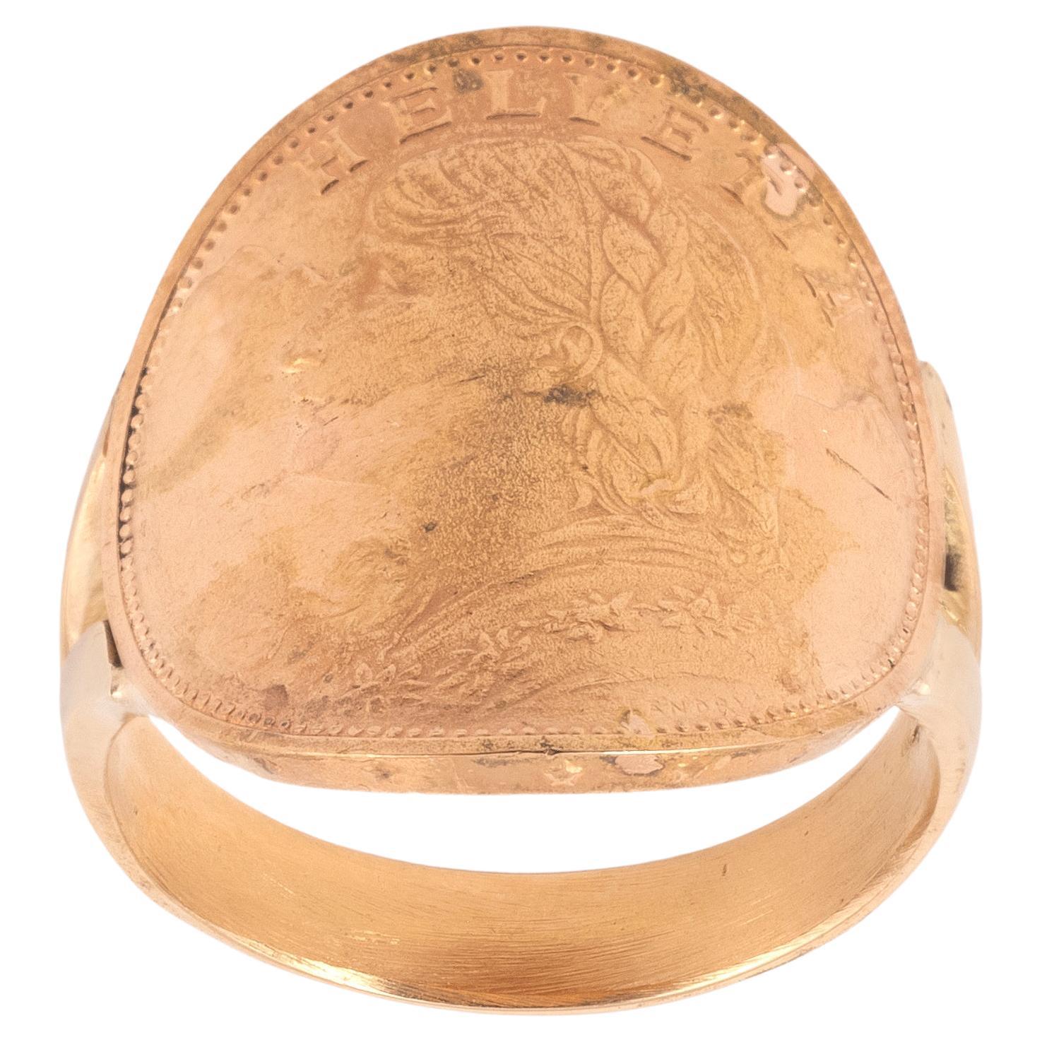 Bague suisse 20 Franc Helvetia en or 1935 Unisexe en vente
