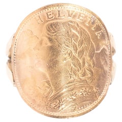 Anillo de monedas de oro Helvetia de 20 francos suizos de 1935