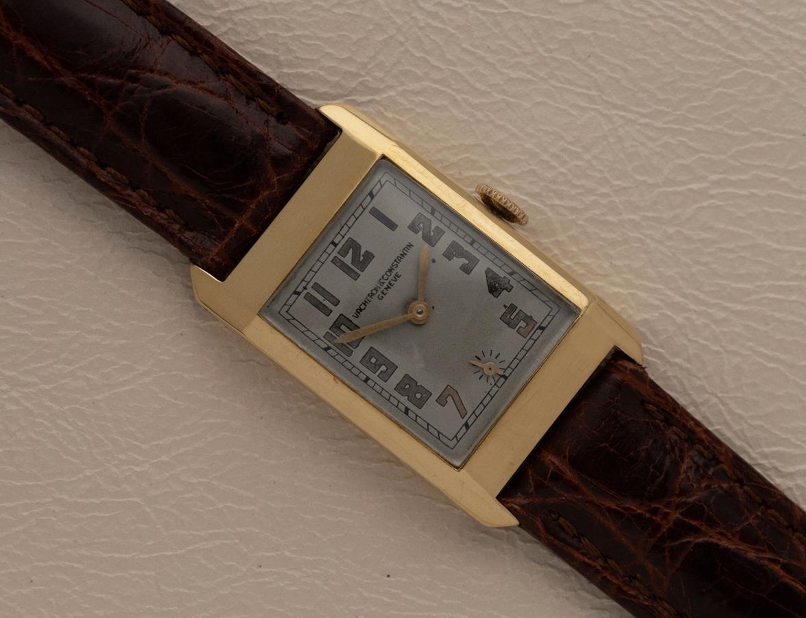 1933 Vacheron & Constantin Vintage Mens Art Deco Rectangular Watch - 18K Gold For Sale 6