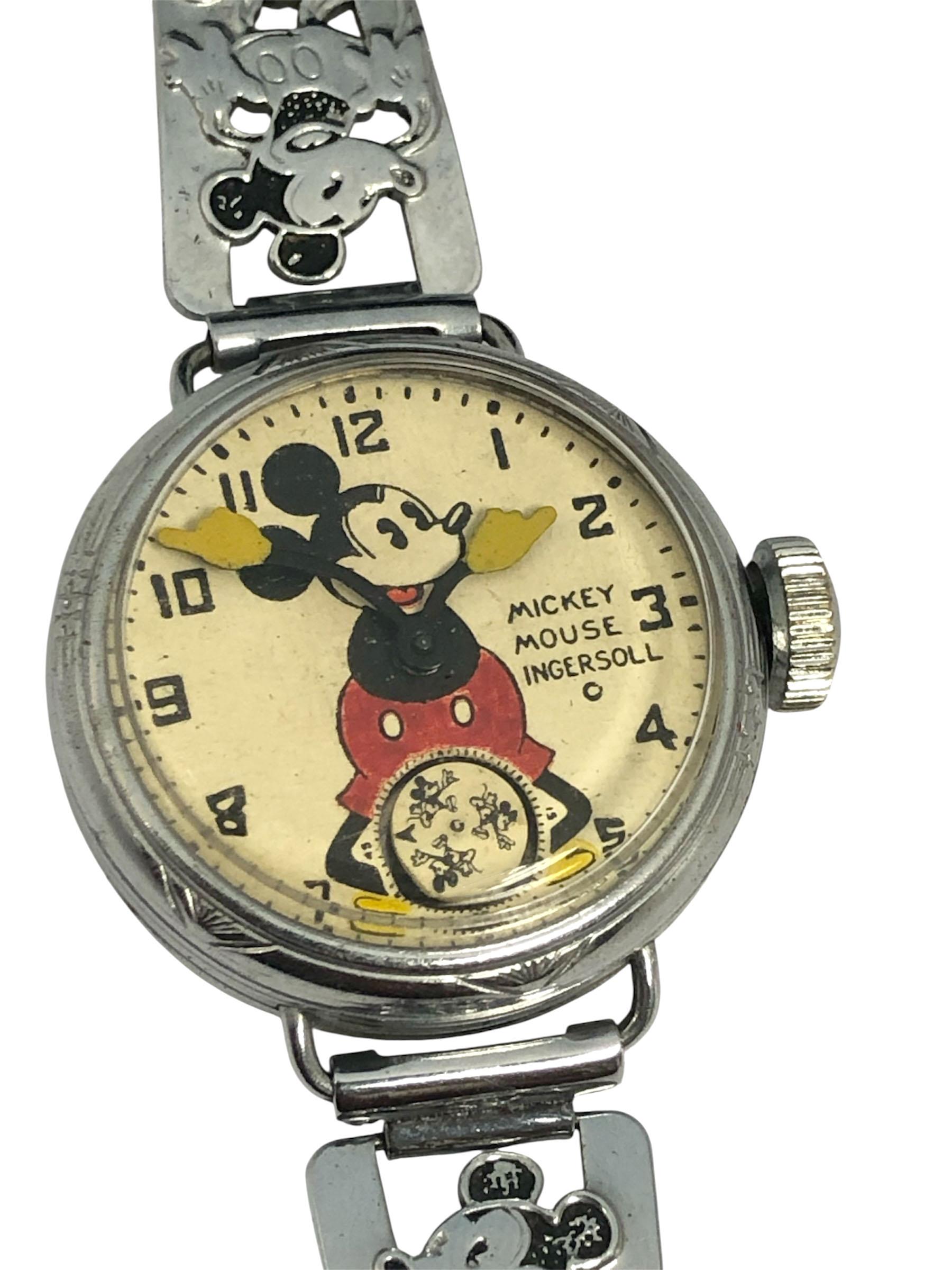 1933 Vintage Ingersoll Mickey Mouse Manual Armbanduhr mit wichtigen Provenienz für Damen oder Herren im Angebot
