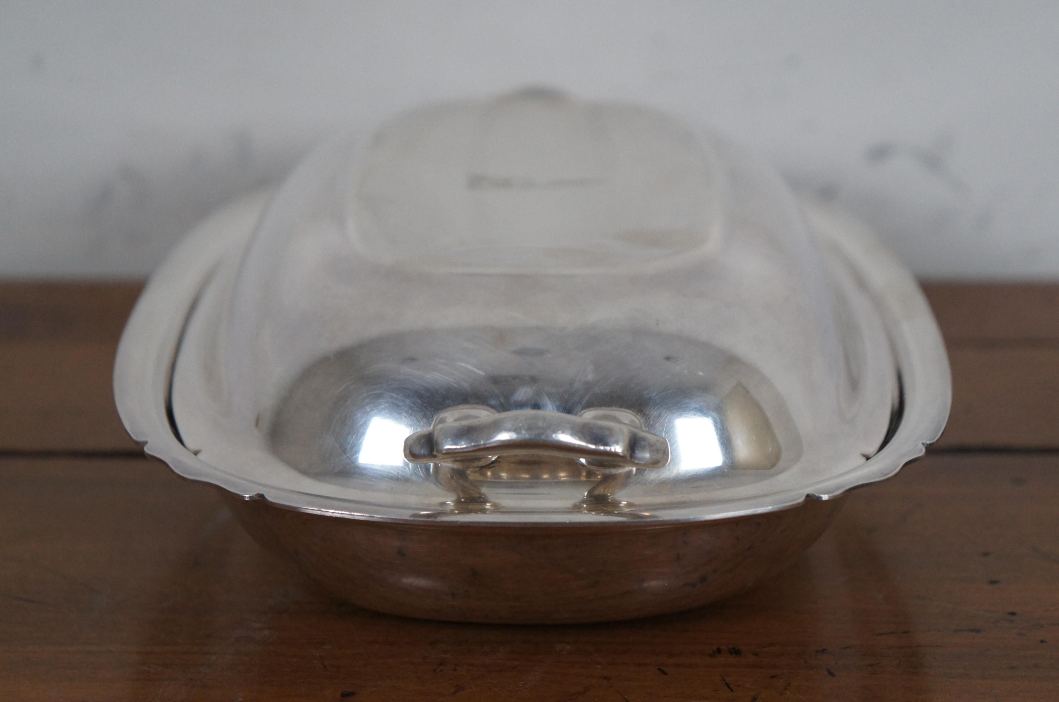 1934 Antique Reed & Barton Silver Plate Lidded Vegetable Entree Serving Dish In Good Condition In Dayton, OH