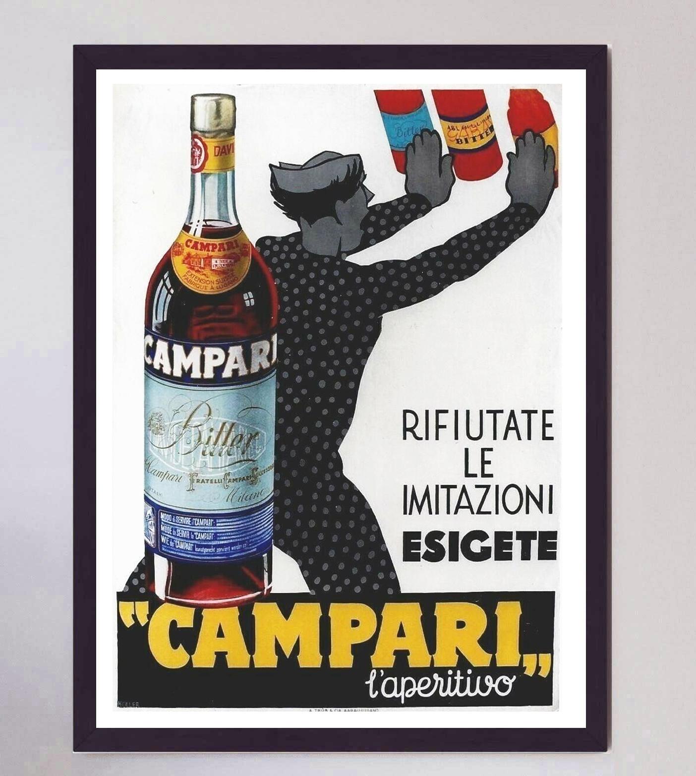 Milieu du XXe siècle Affiche rétro originale Campari l'Aperitivo, Koller, 1934 en vente