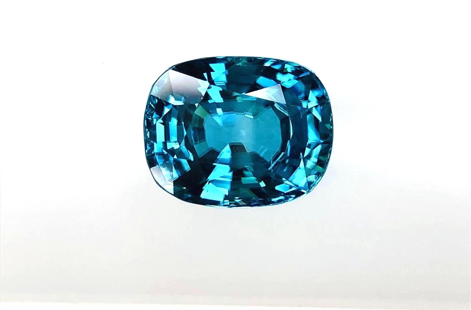 This brilliant, cushion cut gem checks all the boxes if you're looking for an unusually large, fine blue zircon to set in a ring or pendant enhancer! With intense 