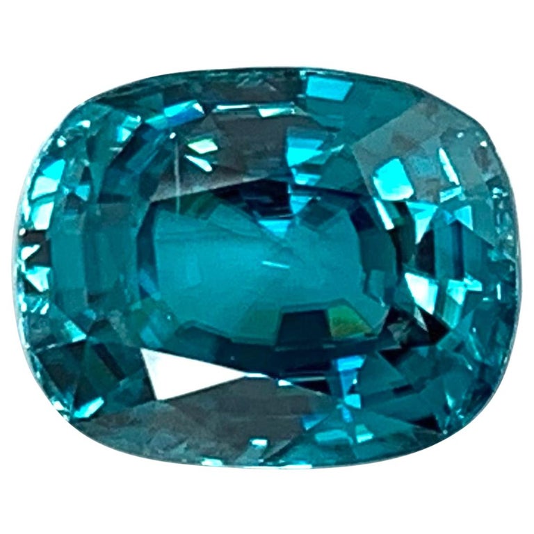 19.34 Carat Blue Zircon Cushion, Unset Loose Gemstone For Sale at