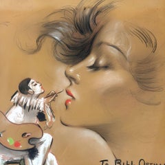 1934 Female Portrait Pastel on Paper by Henry Clive