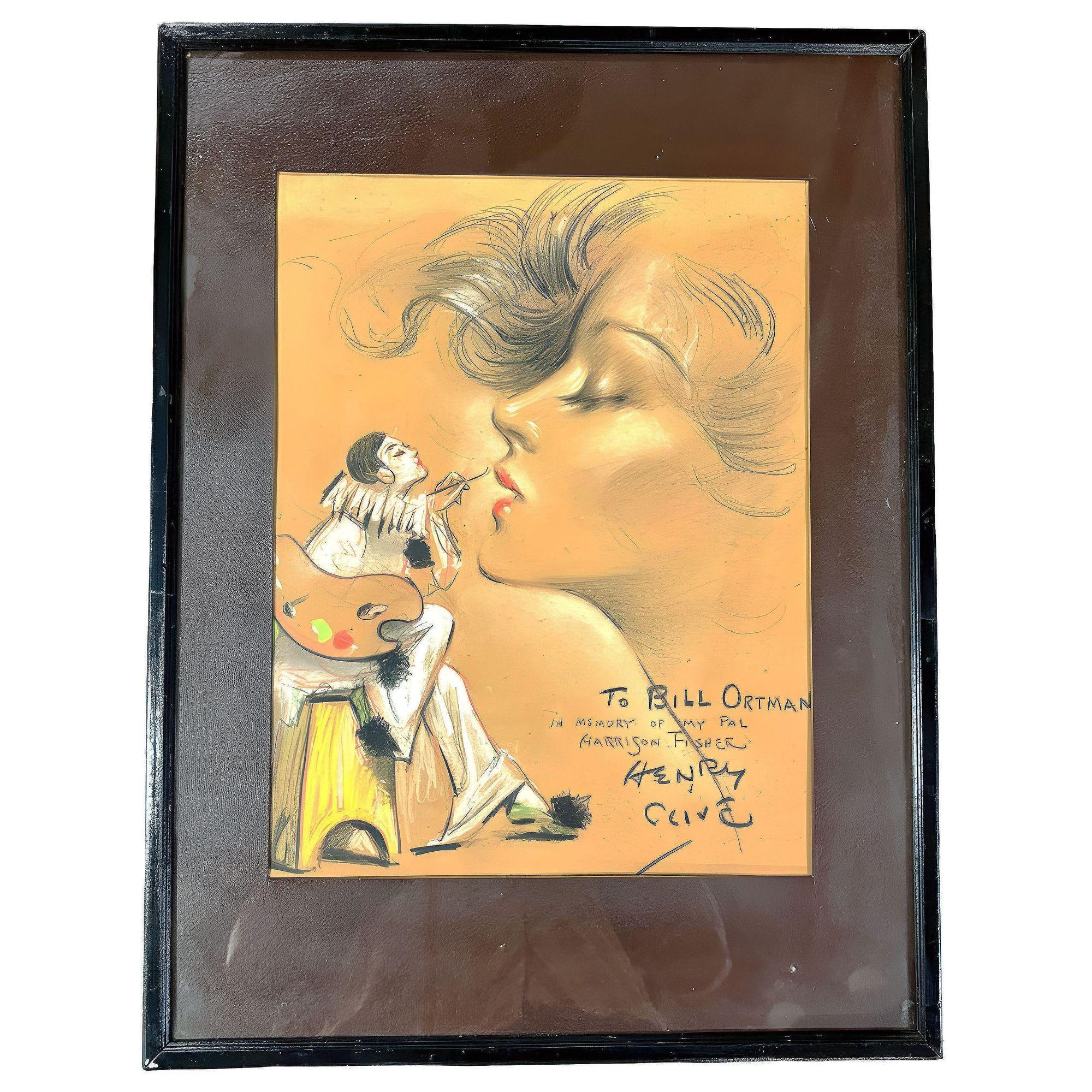 1934 Female Portrait Pastel on Paper by Henry Clive In Excellent Condition For Sale In Van Nuys, CA