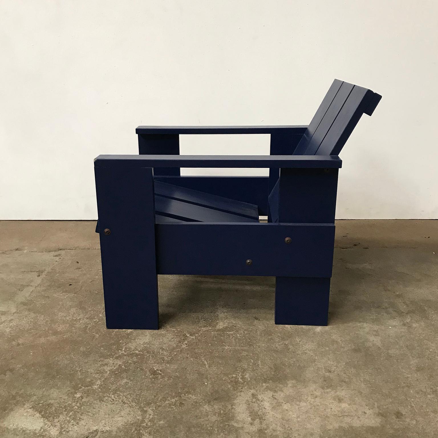 De Stijl 1934, Gerrit Rietveld, by Rietveld Family, Number 41, Children Crate Chair Blue