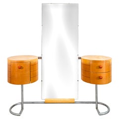 1934 Gilbert Rohde para Herman Miller Furniture Co. Tocador de tambor Mod con espejo