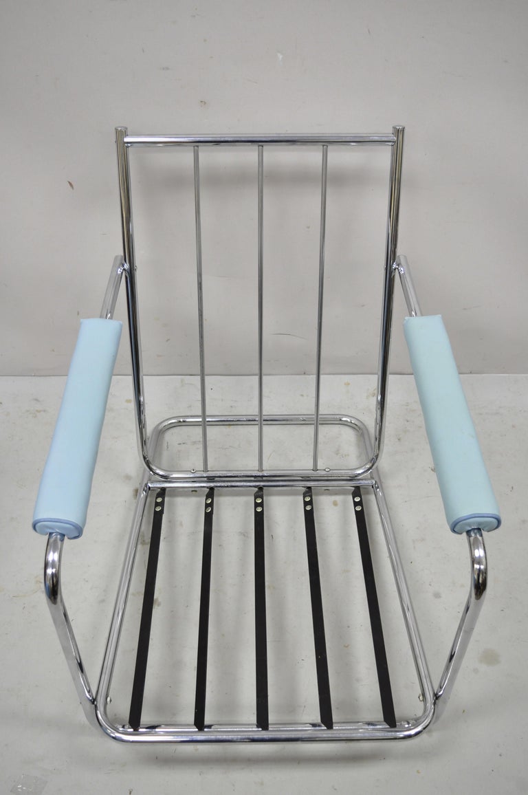 1934 Gilbert Rohde for Troy Sunshade Art Deco Easy Chair Blue Lounge Chair For Sale 6