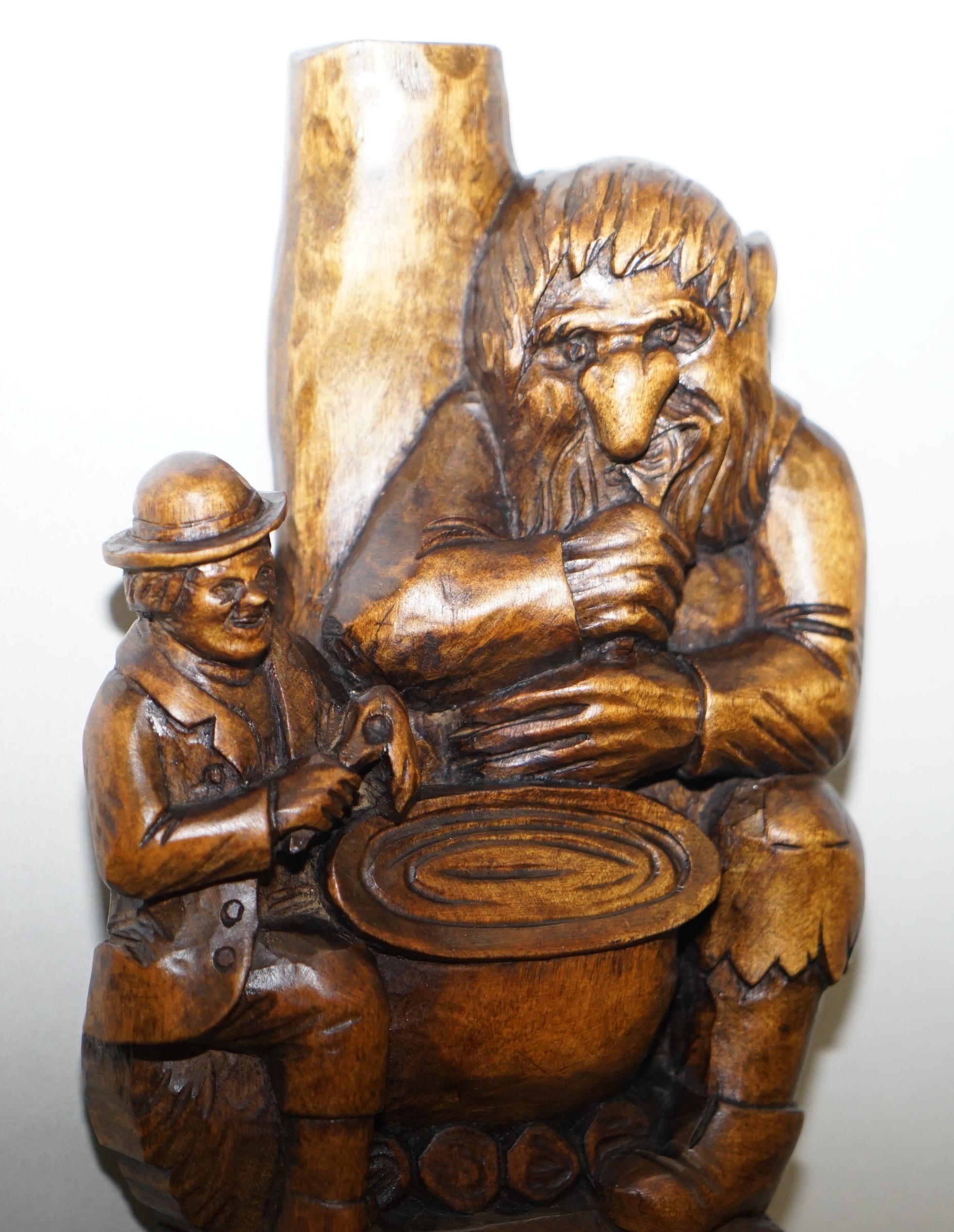 1934 Hand Carved Set of Asbjornsen and Moe Norway Fairy Tale Wall Sconces Lights 11