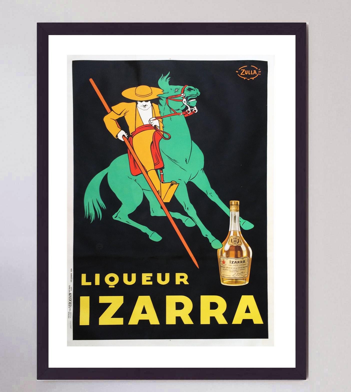 1934 Licor Izarra Cartel Vintage Original Francés en venta