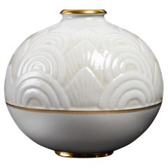 1934 Manufacture De Sèvres, Round Vase in Enameled Porcelain by Marcel Prunier