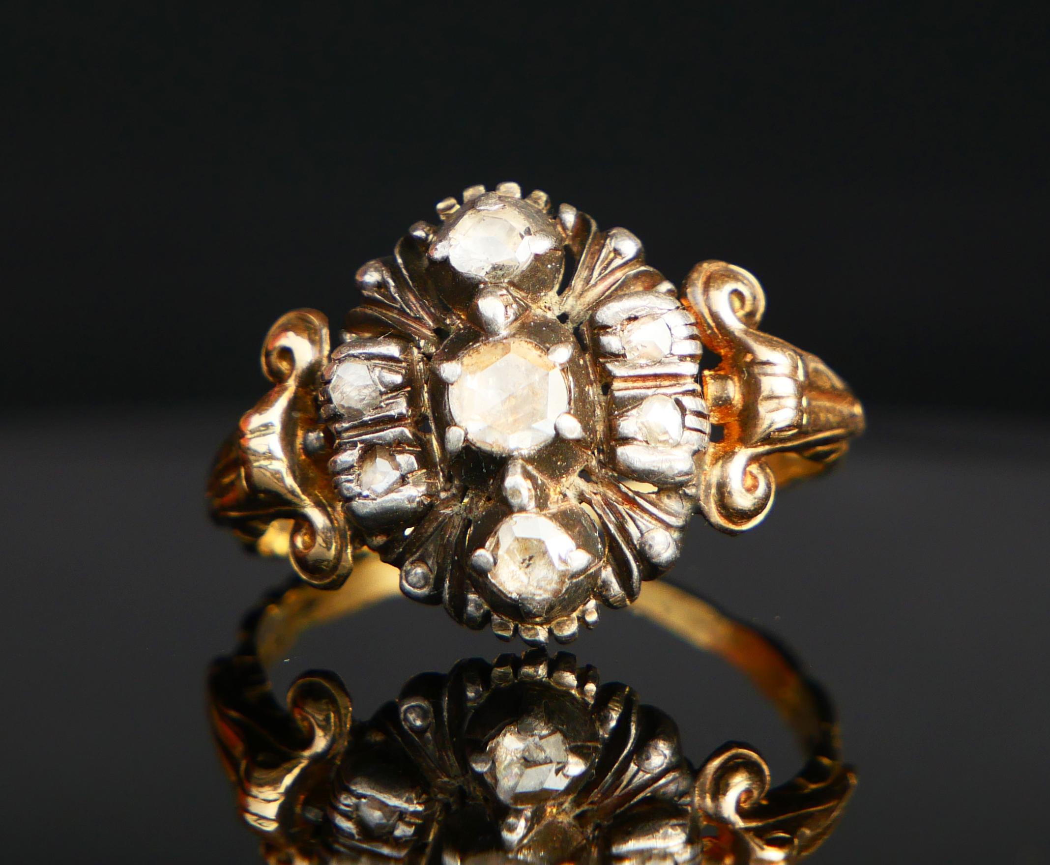 Art Deco 1934 Nordic Ring 0.5 ctw Diamonds solid 18K Gold Silver Ø US6.25 / 4.55 gr. For Sale