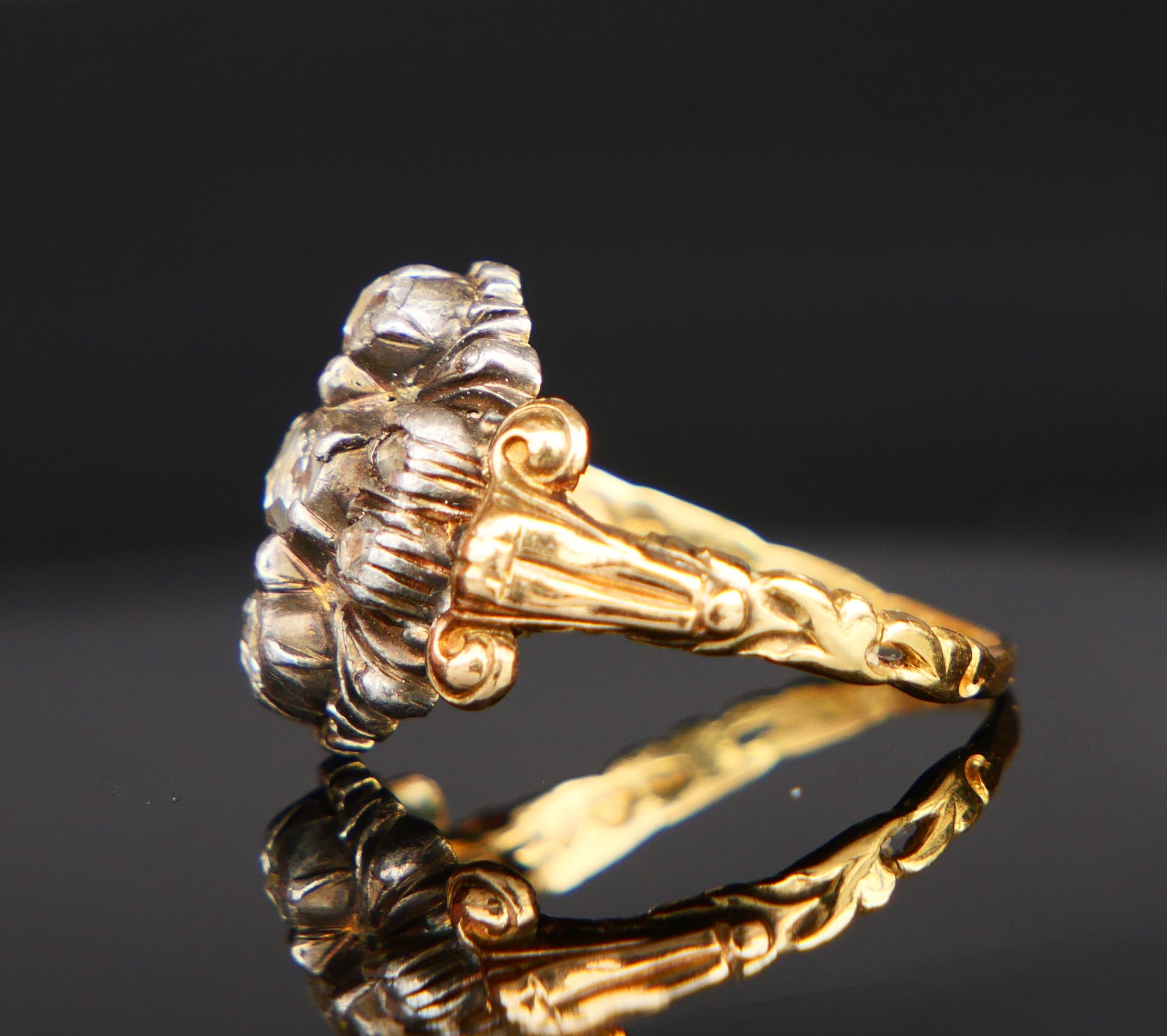 Old European Cut 1934 Nordic Ring 0.5 ctw Diamonds solid 18K Gold Silver Ø US6.25 / 4.55 gr. For Sale
