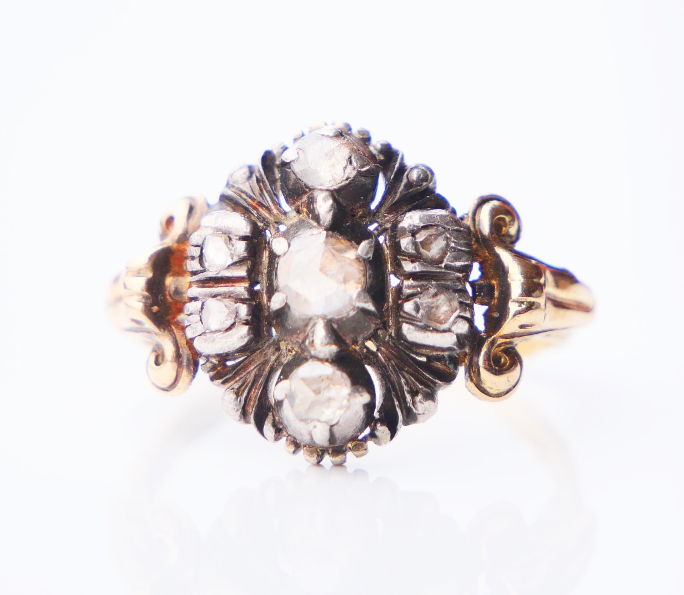 1934 Nordic Ring 0.5 ctw Diamonds solid 18K Gold Silver Ø US6.25 / 4.55 gr. For Sale 2