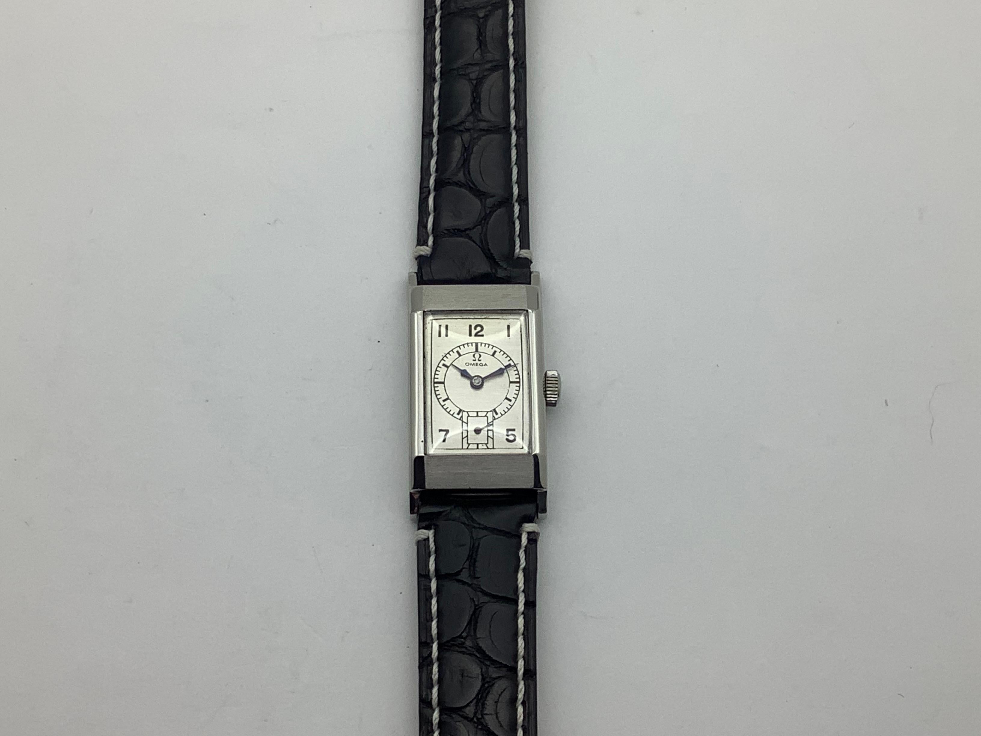 1934  Omega T-17 Survivor aus Edelstahl im Angebot 6
