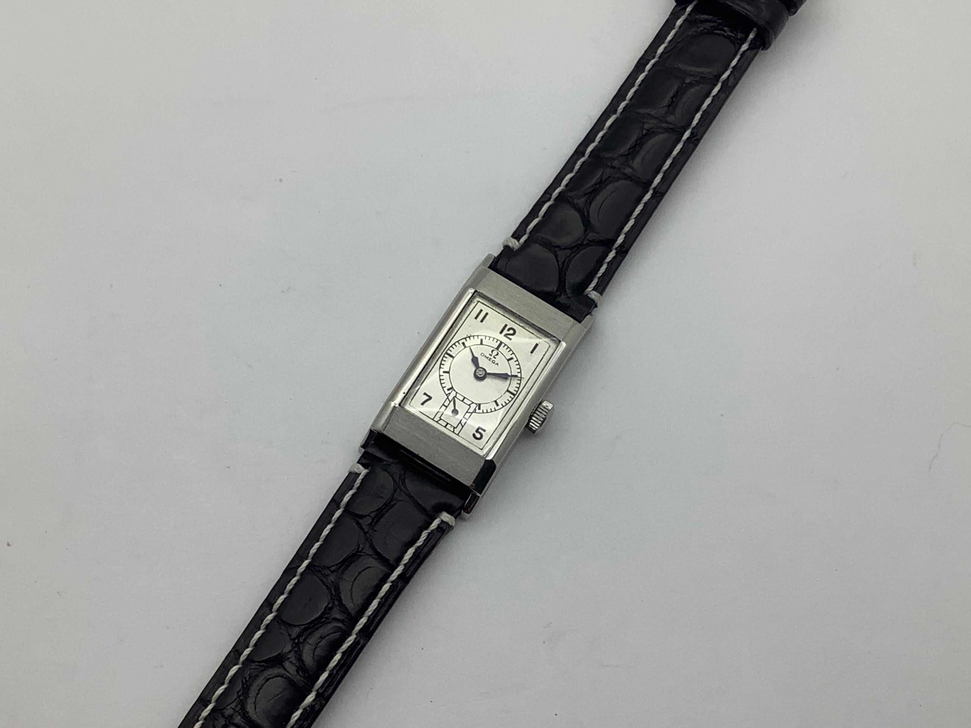 1934  Omega T-17 Stainless Steel Survivor In Excellent Condition For Sale In Raleigh, NC
