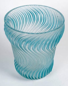 1934 René Lalique - Art Deco Vase Actinia Glass with Blue Patina
