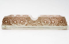 1934 René Lalique, Ashtray Marguerites Clear Glass with Sepia Patina