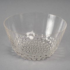 1934 René Lalique, Bowls Cups Cactus Clear Glass with Black Enamel, 3 Pieces