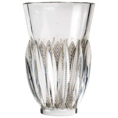 1934 René Lalique Gerardmer Vase Clear Glass with Grey Patina