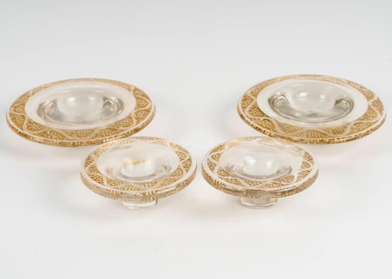 European 1934 René Lalique - Pair of Candlesticks Ricquewihr Glass with Sepia Patina For Sale