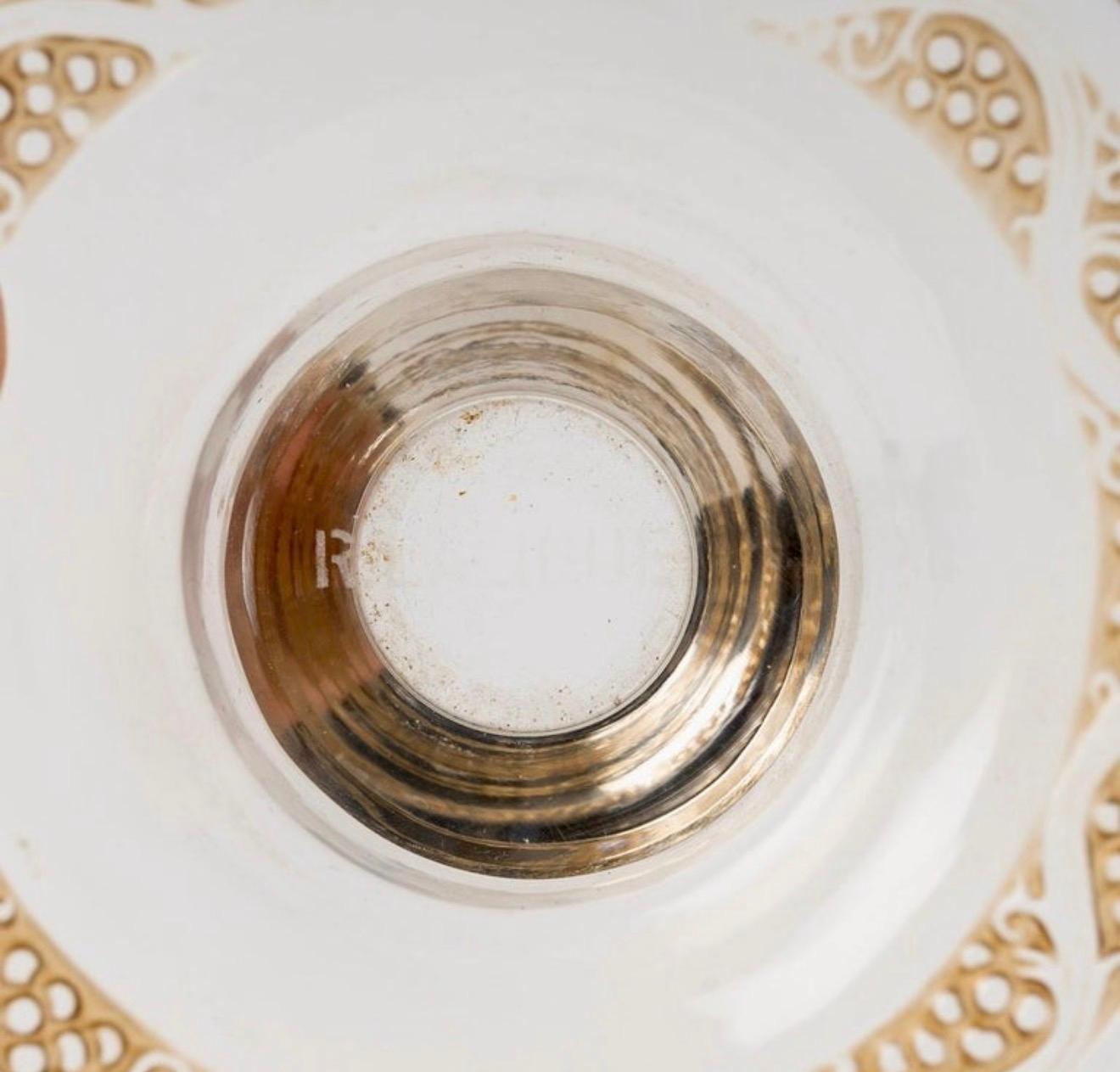 Mid-20th Century 1934 René Lalique - Pair of Candlesticks Ricquewihr Glass with Sepia Patina For Sale