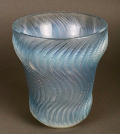 1934 René Lalique - Vase Actinia Opalescent Glass Blue Patina