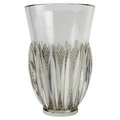 Vintage 1934 René Lalique Vase Gerardmer Clear Glass with Grey Patina