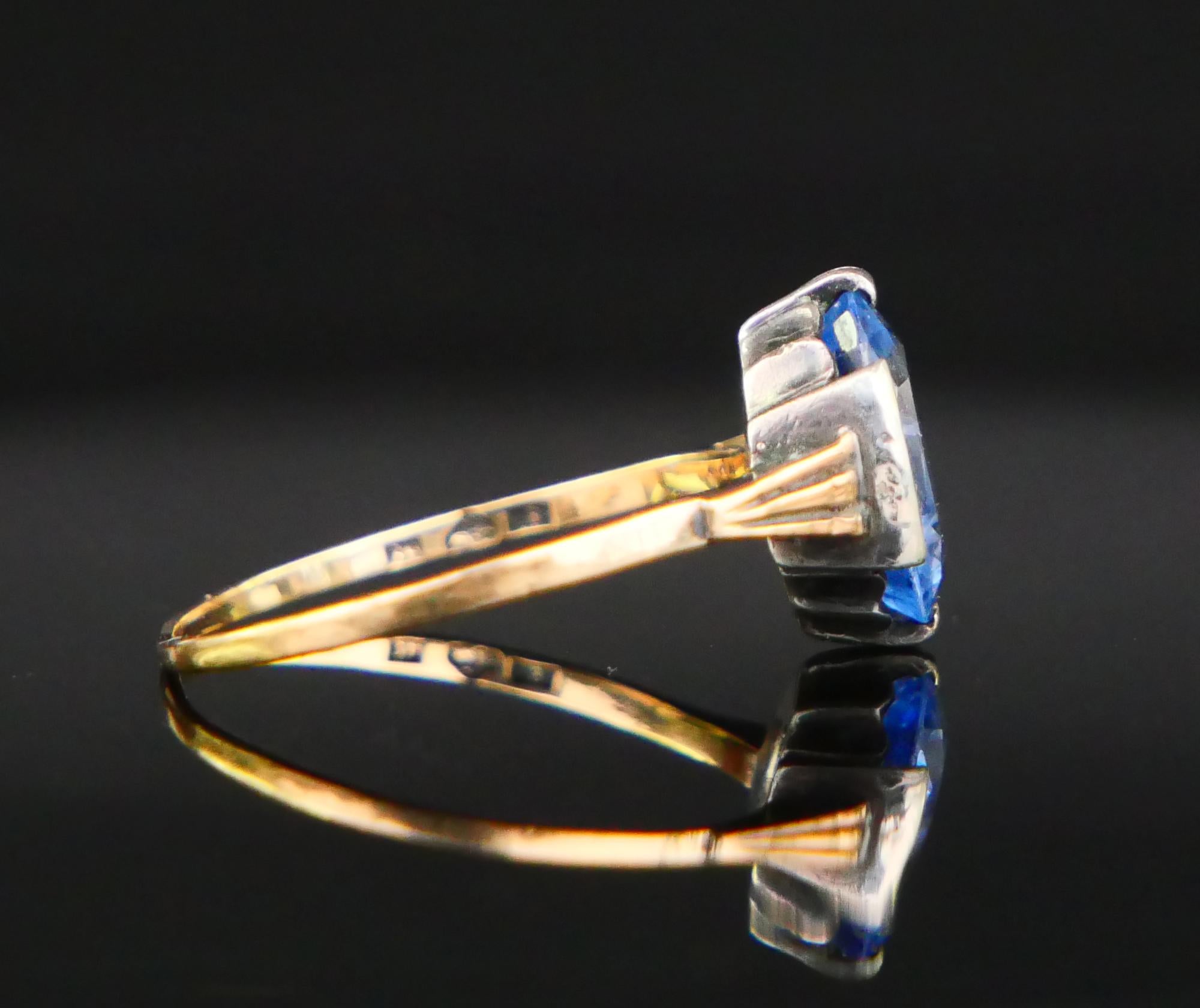 Women's 1934 Ring natural 2.5ct Cornflower Blue Sapphire solid 18K Gold Ø US6.25 / 1.7gr