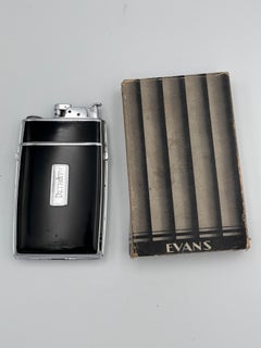 1934 Elegante custodia per accendisigari Art Deco Evans "Detroit" con smalto nero OB