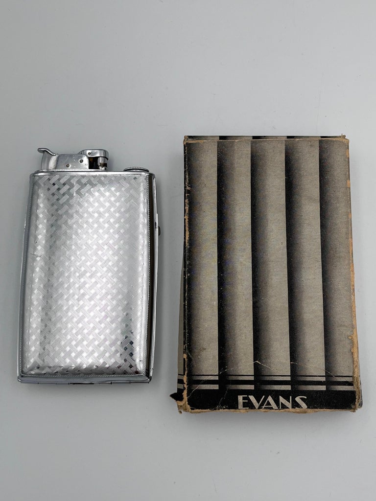 evans cigarette case lighter combo VERY NICE 1940s WORKING Trig-a-lite & Combo, Silver Belt Buckle Design, Art Deco Roller Bearing Lighter, Gift Vintage Evans Lighter & Cigarette