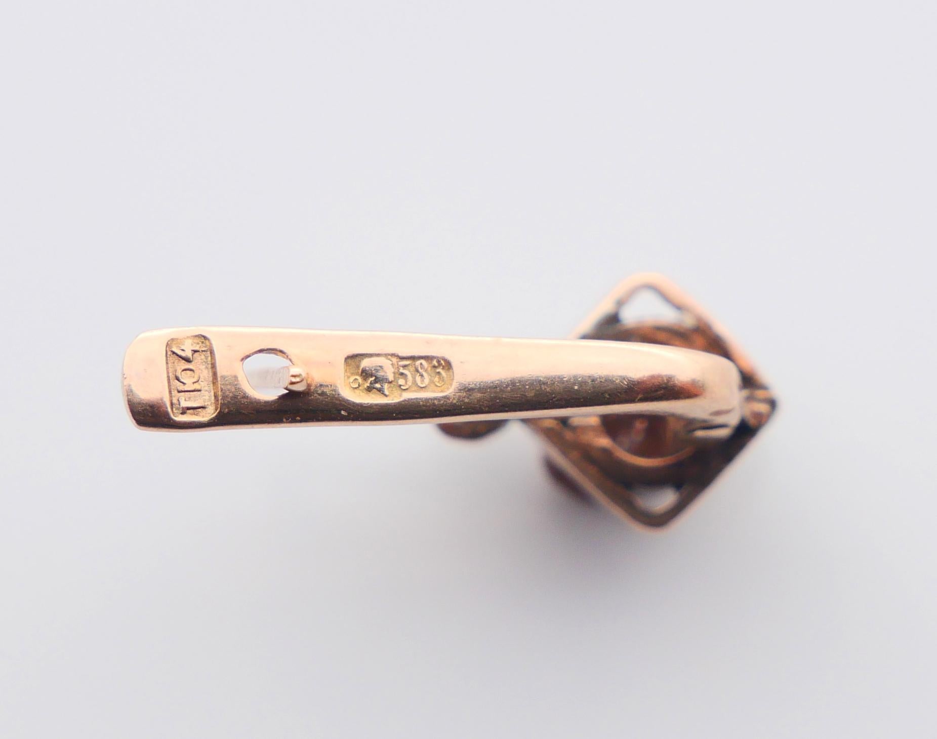 1934 Orecchini sovietici georgiani 0,6 ctw di diamanti in oro massiccio 14 carati / 3,11 gr in vendita 5