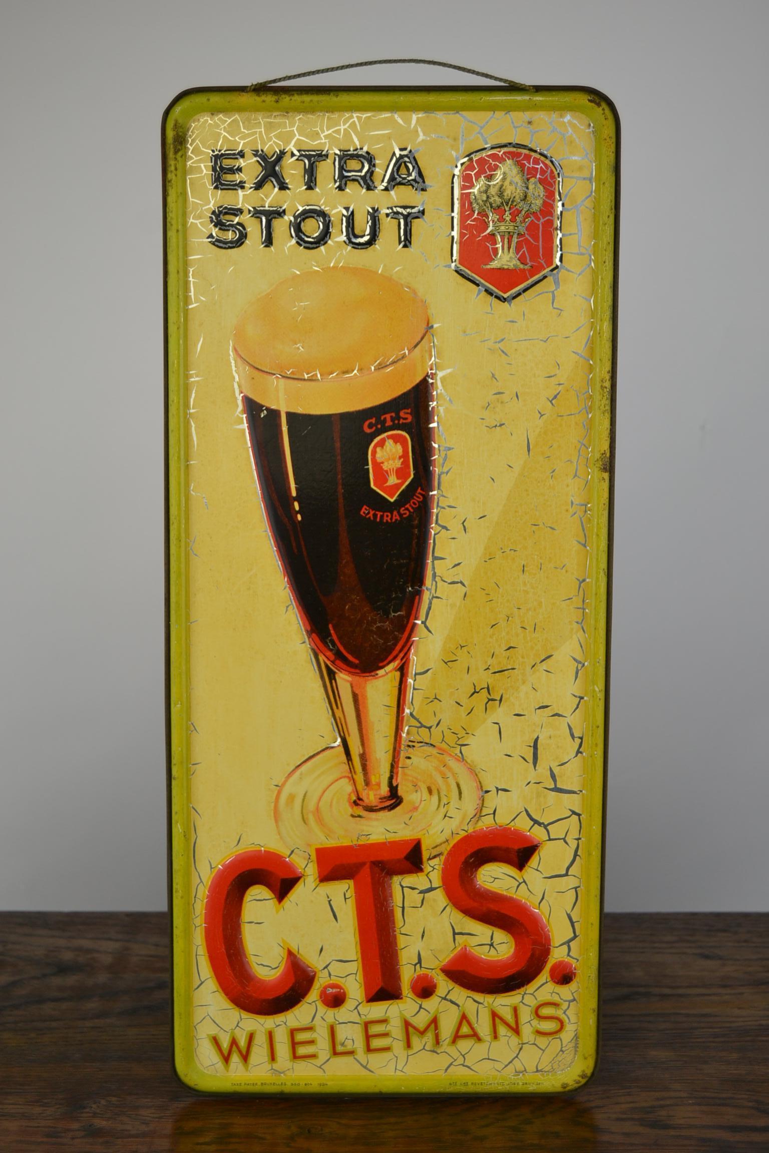Antique Tin Sign for Belgian Beer Wielemans, 1934 7