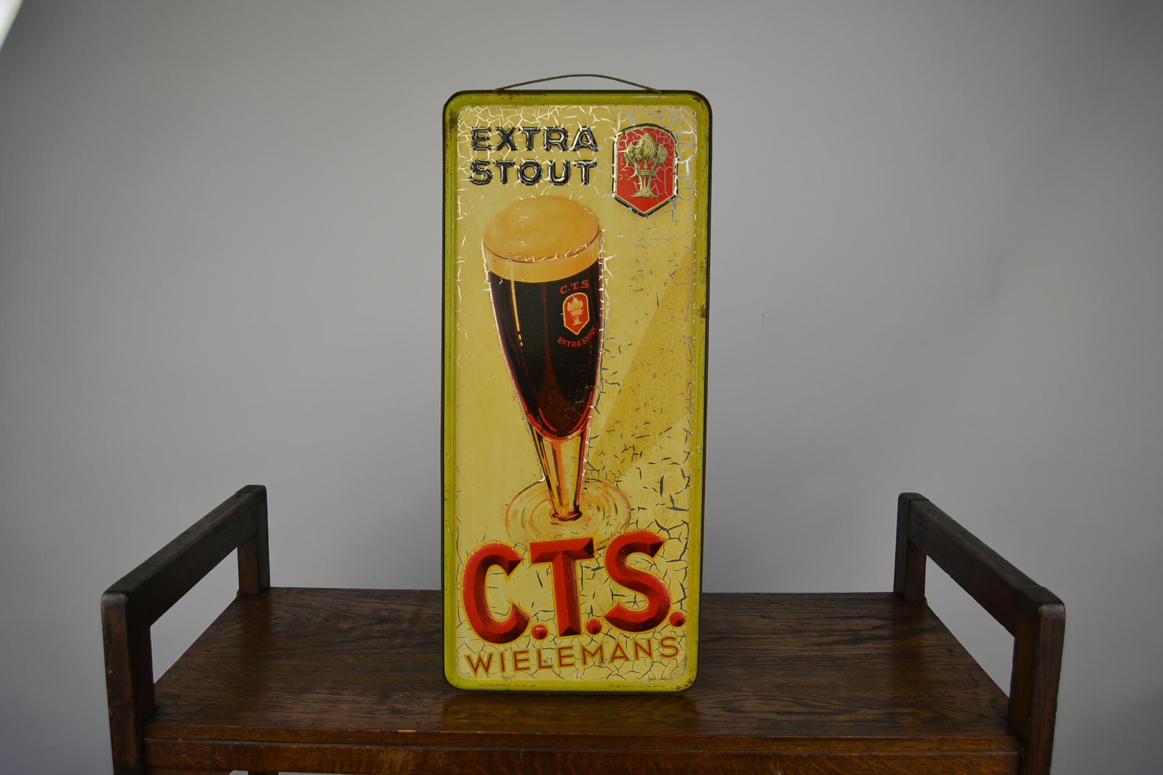 Antique Tin Sign for Belgian Beer Wielemans, 1934 8