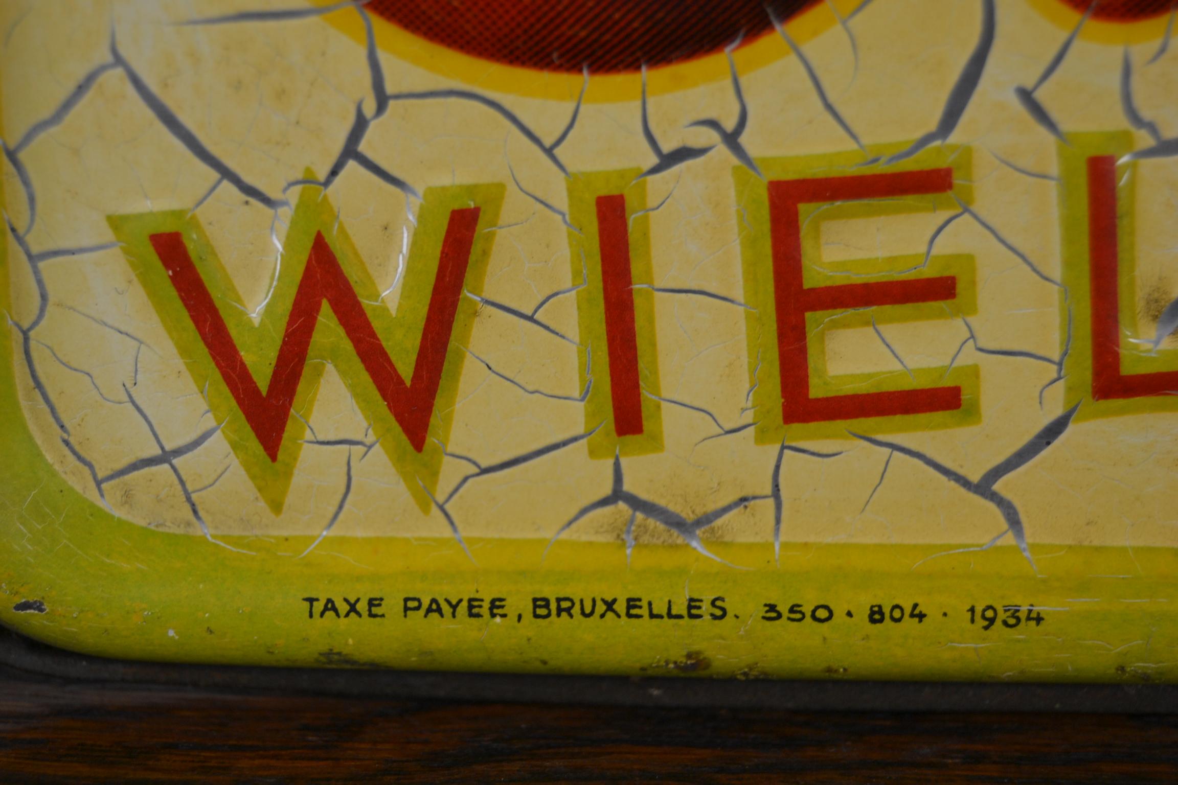 Antique Tin Sign for Belgian Beer Wielemans, 1934 4