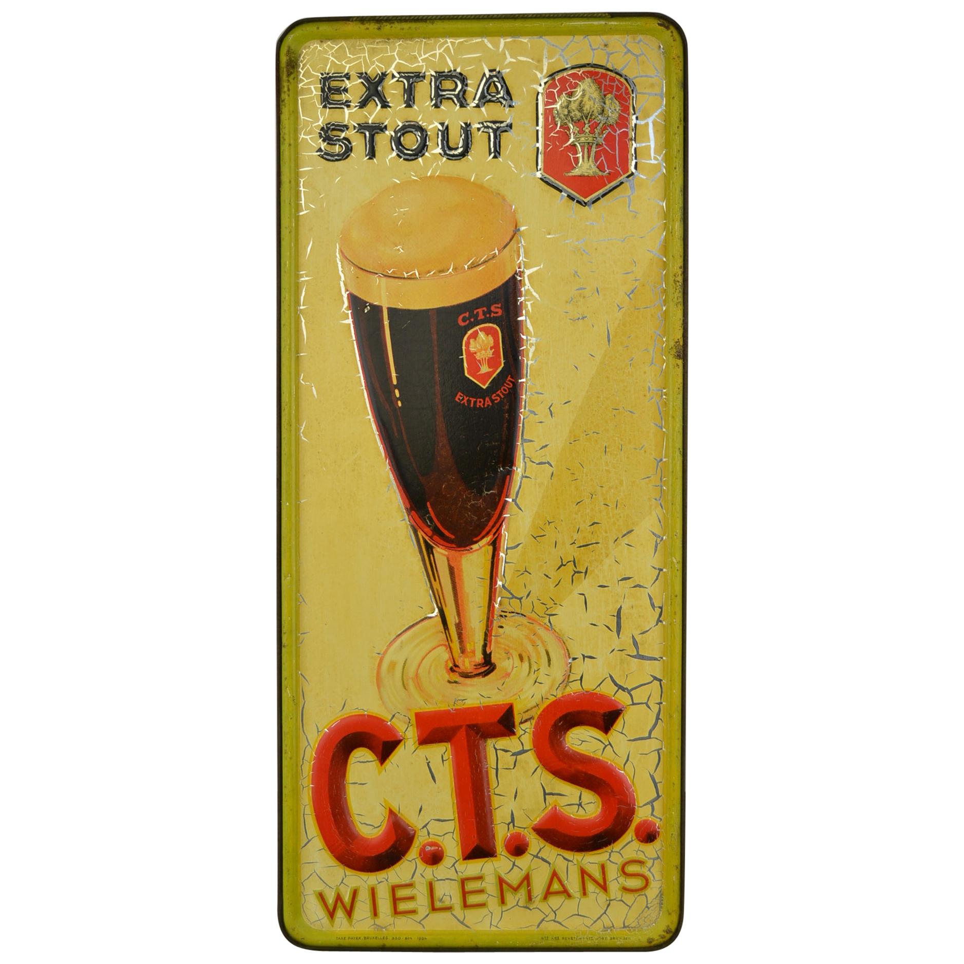 1934 Tin Advertising Sign for Belgian Beer Wielemans 