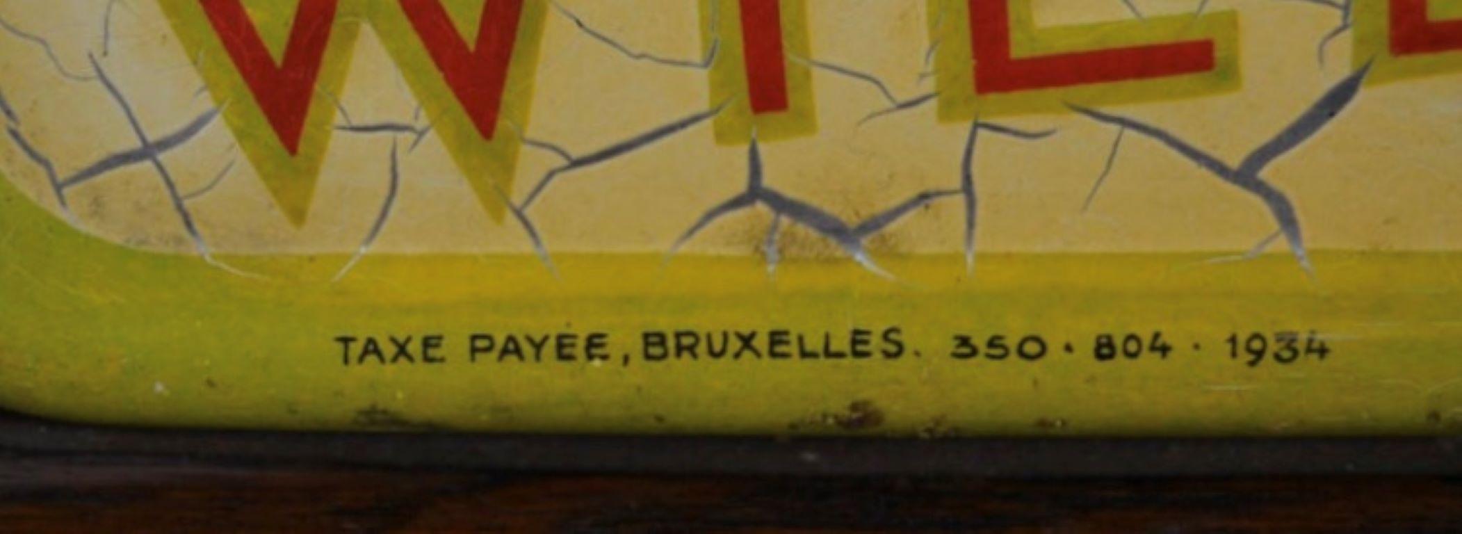 Art Deco 1934 Tin Sign Belgian Beer Wielemans For Sale