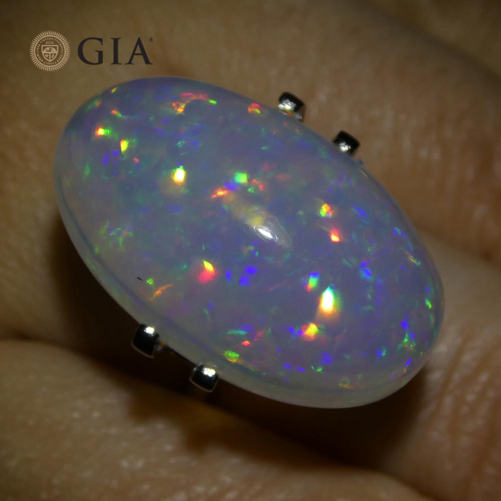 19.34 Karat ovaler weißer Opal, GIA-zertifiziert Äthiopien   (Ovalschliff) im Angebot