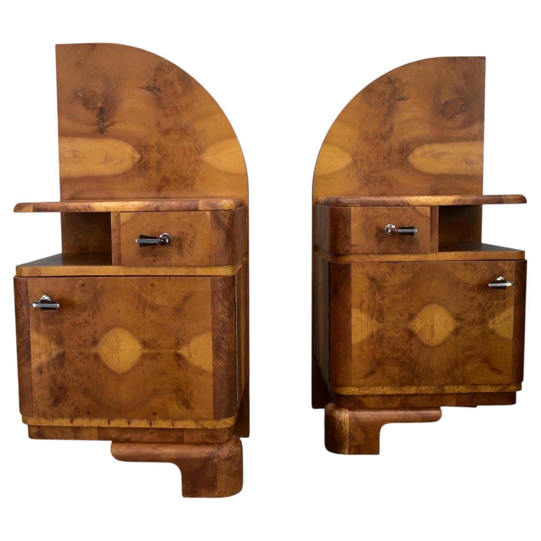 1934er Jahre Paar Art Deco Nachttische, Tschechoslowakei