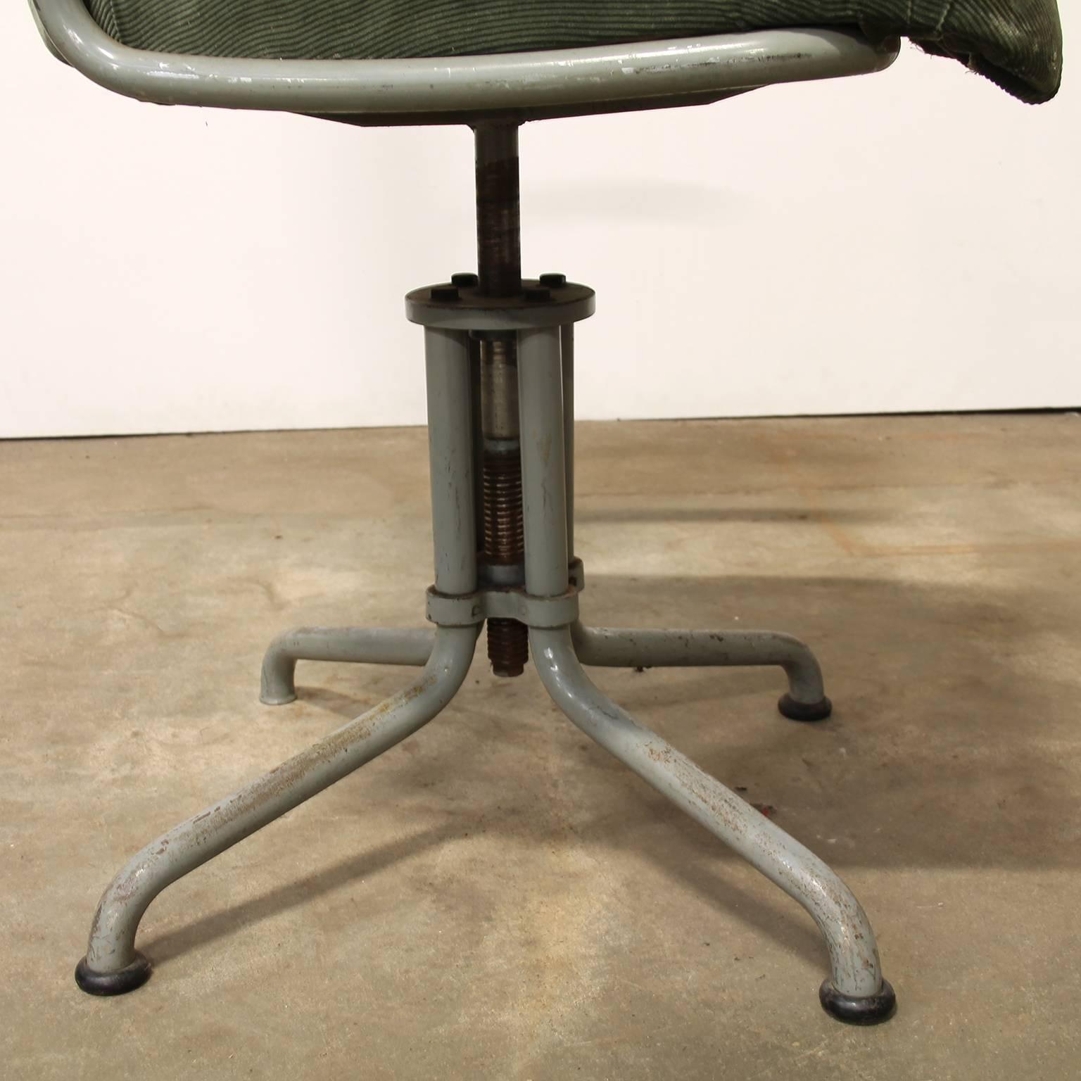 Metal 1935, W.H. Gispen by Gispen Culemborg, Office Chair 356, Rare Grey Base