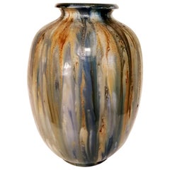 1935-1940 Large Salt Glaze Stonware Vase by Guérin, Belgium.