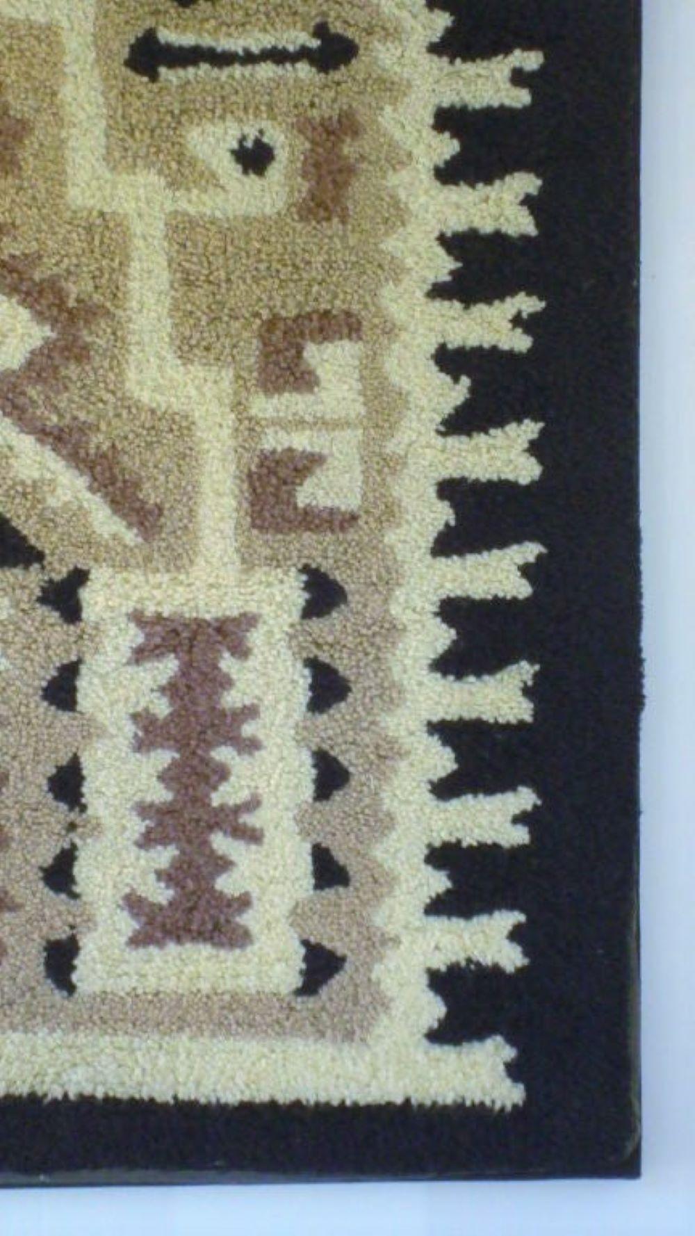1935-1940 montierter amerikanischer handgehäkelter Teppich mit indischem Muster (Mitte des 20. Jahrhunderts) im Angebot