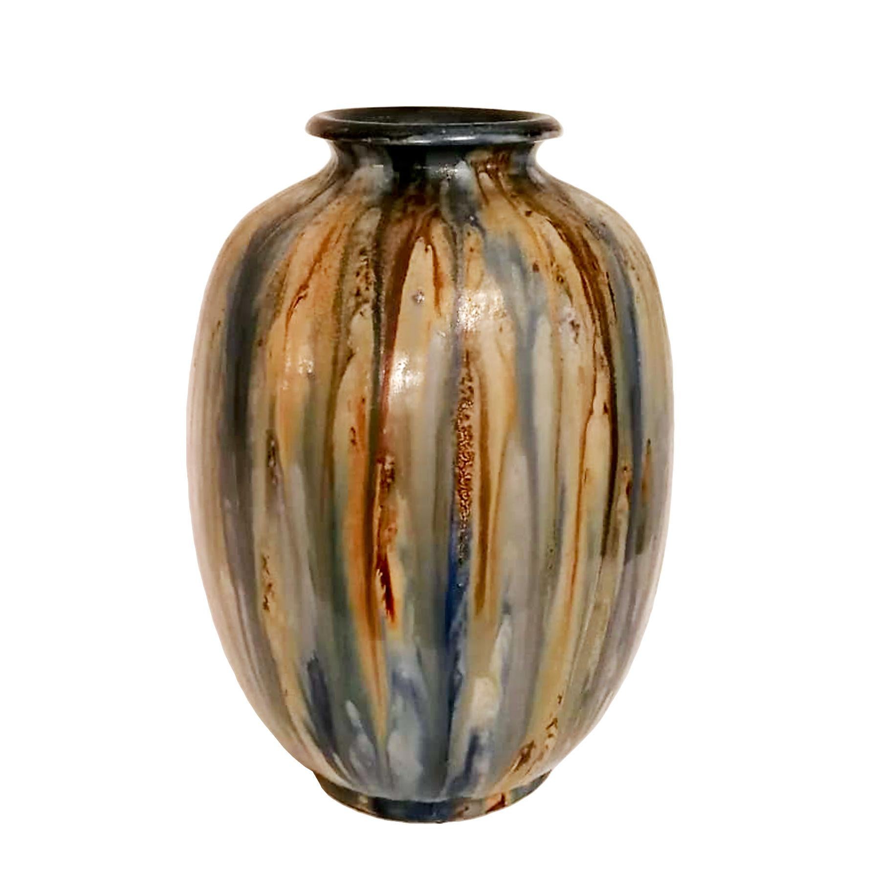 Art déco 1935-1940 Grand vase en grès émaillé au sel de Guérin:: Belgique.
